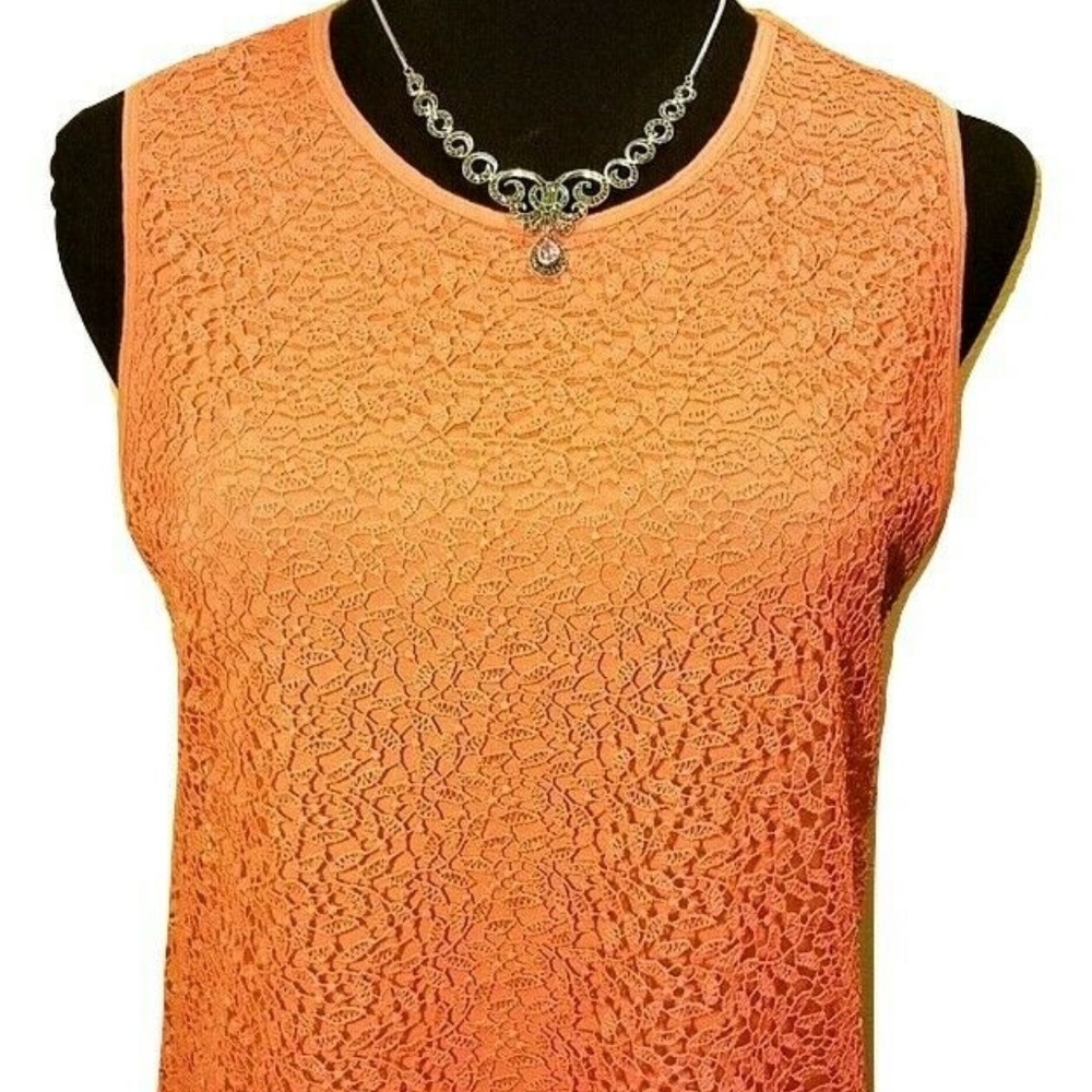 NWT APT. 9 CORAL CROCHET/LACE OVERLAY TOP SMALL